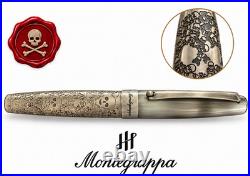 MONTEGRAPPA Merry Skull Fountain Pen Sterling Silver F Nib NOS Box