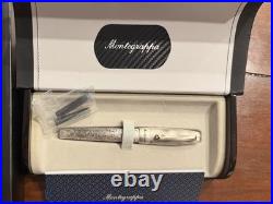 MONTEGRAPPA Merry Skull Fountain Pen Sterling Silver F Nib NOS Box