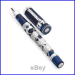 MONTEGRAPPA Teatro Fenice Sterling Silver & Blue Rollerball Pen MSRP $5,000