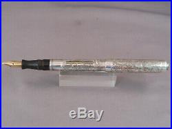 Mabie-Todd Sterling Hand Engraved Ring Top Fountain Pen-flexible medium