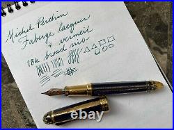 Michel Perchin Faberge Vermeil Fountain Pen, Blue & Gold Lacquer, 925 Sterling