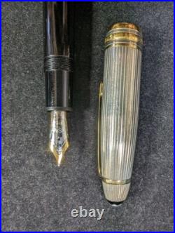 Mont Blanc 4810 Sterling/ 18k Gold Nib Hand Silver Black Fountain Pen. 925