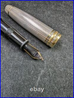 Mont Blanc 4810 Sterling/ 18k Gold Nib Hand Silver Black Fountain Pen. 925