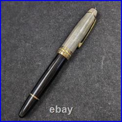 Mont Blanc 4810 Sterling/ 18k Gold Nib Hand Silver Black Fountain Pen. 925