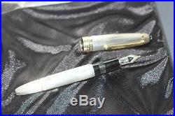 Montblanc 146 LeGrand Sterling Silver Fountain Pen BARLEY 18K Med nib NEW Boxed