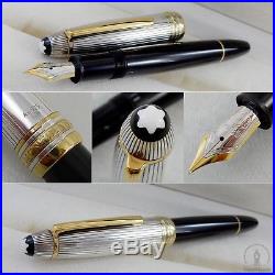 Montblanc 146 Solitaire Sterling Silver Doue Fountain Pen 18K M Nib Germany 1995