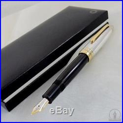 Montblanc 146 Solitaire Sterling Silver Doue Fountain Pen 18K M Nib Germany 1995