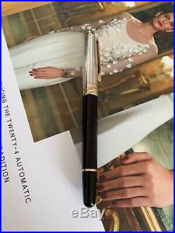 Montblanc 18k Gold Meisterstück Solitaire Doue Sterling Silver 144 Fountain Pen