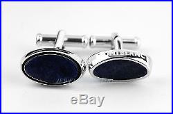 Montblanc Classic Sterling Silver Cufflinks Oval Sodalite New Box Germany 107894