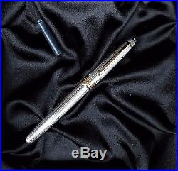 Montblanc Meisterstuck 144S Solitaire Sterling Silver Pinstripe Fountain Pen Exc