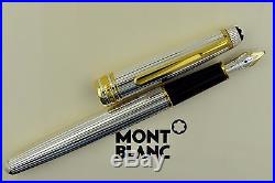 Montblanc Meisterstuck 144S Solitaire Sterling Silver Pinstripe Fountain Pen M