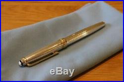 Montblanc Meisterstuck 144 Solitaire Sterling Silver Fountain Pen 18K Gold M Nib