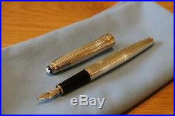 Montblanc Meisterstuck 144 Solitaire Sterling Silver Fountain Pen 18K Gold M Nib