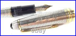 Montblanc Meisterstuck 146 LeGrand Sterling Silver 18k Nib Striped Fountain Pen