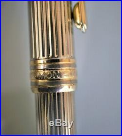 Montblanc Meisterstuck Ag 925 Sterling Silver Pinstripe With Gold Trim Ball Pen