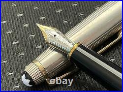 Montblanc Meisterstuck Solitaire Doue Sterling Silver Pinstripe Fountain Pen F