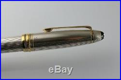 Montblanc Meisterstuck Solitaire Pinstripe Sterling Silver Fountain Pen-146. NEW