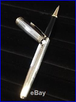 Montblanc Meisterstuck Solitaire Pinstripe Sterling Silver Roller Ball Pen