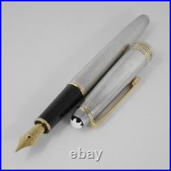 Montblanc Meisterstuck Solitaire Sterling Silver Barley 144 Fountain Pen F used