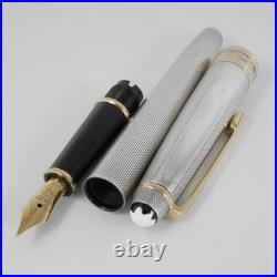 Montblanc Meisterstuck Solitaire Sterling Silver Barley 144 Fountain Pen F used