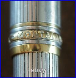 Montblanc Meisterstuck Sterling Silver 925 Pinstripe Ballpoint Pen Gold Trim