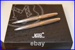 Montblanc Solitaire Ballpoint Pen & Pencil 164SP 165SP Sterling Silver Pinstripe