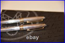 Montblanc Solitaire Ballpoint Pen & Pencil 164SP 165SP Sterling Silver Pinstripe