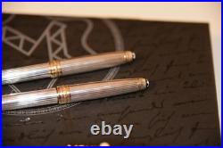 Montblanc Solitaire Ballpoint Pen & Pencil 164SP 165SP Sterling Silver Pinstripe