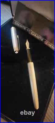 Montblanc Solitaire Fountain Pen 144S Sterling Silver Barley 18k F Pt New In Box