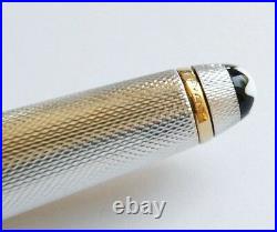Montblanc Solitaire Fountain Pen 144S Sterling Silver Barley & Gold M Pt In Box