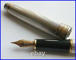 Montblanc Solitaire Fountain Pen Sterling Silver Barley & Gt Broad Pt New In Box