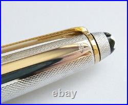 Montblanc Solitaire Fountain Pen Sterling Silver Barley & Gt Broad Pt New In Box