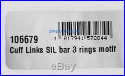 Montblanc Sterling Silver Bar Cufflinks Three Rings Motif New Germany 106679