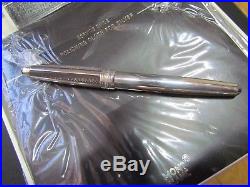 Montblanc Sterling Silver Carbon Fiber Ballpoint Pen Excellent 4 refills & Box