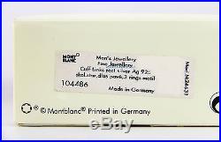 Montblanc Sterling Silver Skeleton Cufflinks 3 Rings Diamond New Box 104486