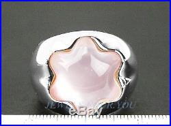 Montblanc Sterling Silver Star Grande Dame Ring Pink Quartz New Sz 58