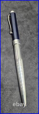 Montegrappa 1055 VI Sterling Silver Ballpoint Pen Twist Mechanism Blue Finish