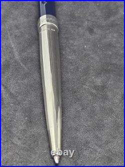 Montegrappa 1055 VI Sterling Silver Ballpoint Pen Twist Mechanism Blue Finish