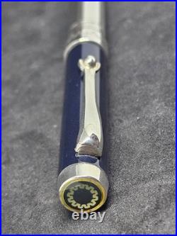 Montegrappa 1055 VI Sterling Silver Ballpoint Pen Twist Mechanism Blue Finish