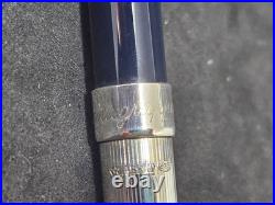Montegrappa 1055 VI Sterling Silver Ballpoint Pen Twist Mechanism Blue Finish