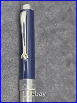 Montegrappa 1055 VI Sterling Silver Ballpoint Pen Twist Mechanism Blue Finish