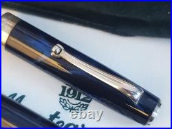 Montegrappa 1912 300 Sterling Silver Blue Marble 18k M Fountain Pen