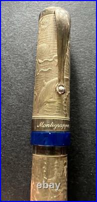 Montegrappa 925 Sterling Silver Fountain Pen with Fish & Dolphin (Ink stains)
