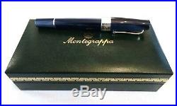 Montegrappa Classica Fountain Pen In Blue With Sterling Silver & 18k Nib New