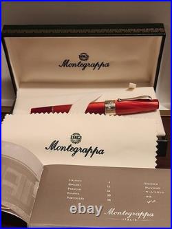 Montegrappa Classica Rollerball Pen Red Celluloid / Sterling Silver In Box