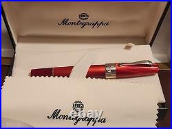 Montegrappa Classica Rollerball Pen Red Celluloid / Sterling Silver In Box
