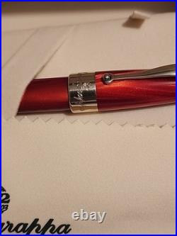 Montegrappa Classica Rollerball Pen Red Celluloid / Sterling Silver In Box