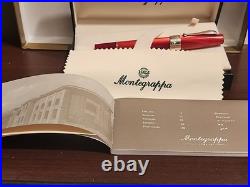 Montegrappa Classica Rollerball Pen Red Celluloid / Sterling Silver In Box