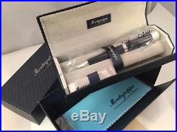 Montegrappa Desiderio Ballpoint Pen Navy Blue Resin ag925 Sterling Silver $510