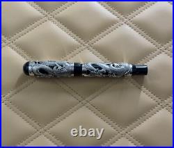 Montegrappa Dragon 1995 Sterling Silver Fountain Pen Medium 18K Gold NIB Rare